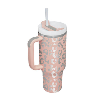 40 Oz Tumbler With Handle Straw Insulated, Stainless Steel Gifts For Valentines Lovers Suitable For Car Gym Office Travel