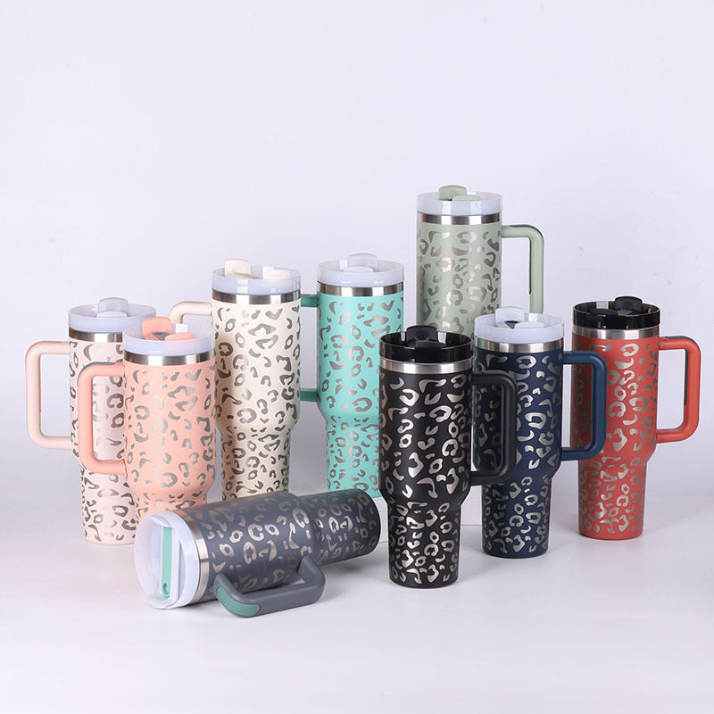 40 Oz Tumbler With Handle Straw Insulated, Stainless Steel Gifts For Valentines Lovers Suitable For Car Gym Office Travel