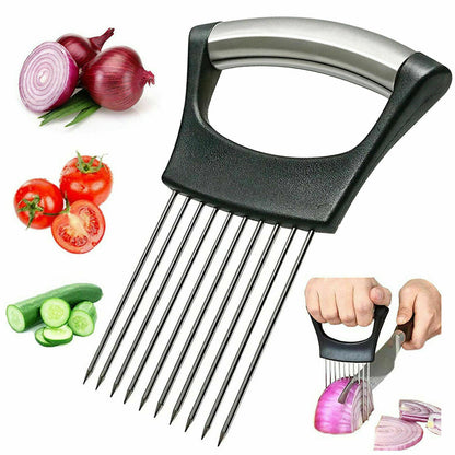 Onion Holder Slicer Vegetable Tools Tomato Cutter Stainless Steel Kitchen Gadget